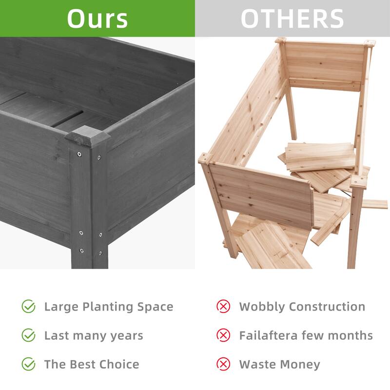 Raised Garden Bed with Legs, Elevated Wooden Planter Box, Gray