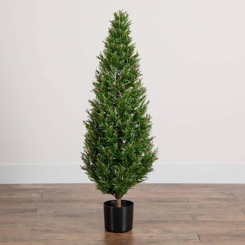Rosemary Cone Topiary Artificial Potted Tree - 4'