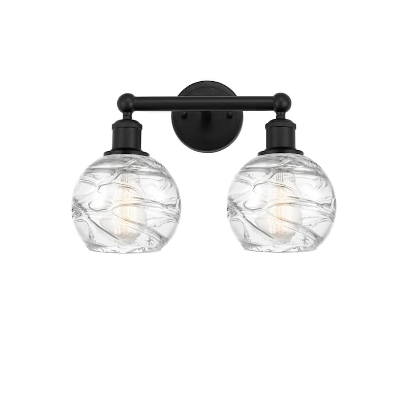 Innovations Lighting 616-2W-11-15 Athens Vanity Athens Deco Swirl 2 - Matte Black / Clear Deco Swirl