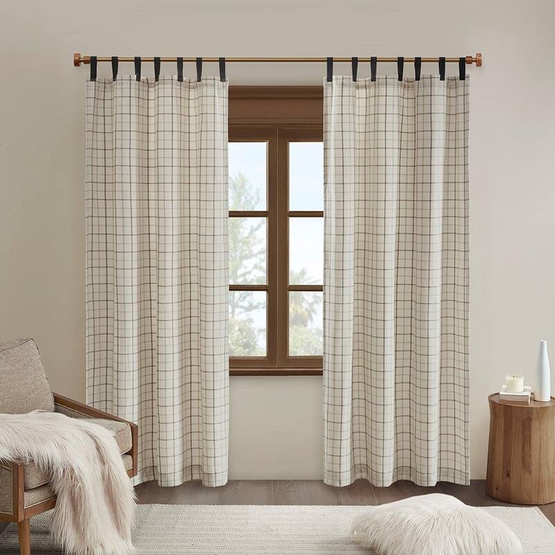 Plaid Rod Pocket and Back Tab Curtain Panel with Fleece Lining - Multicolor-1