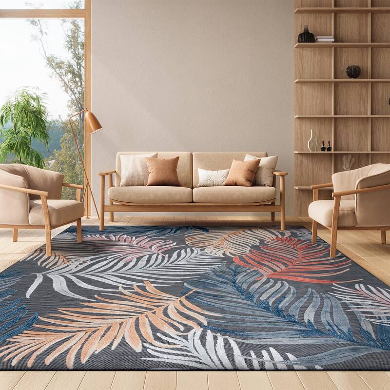SAFAVIEH Cabana Emili Indoor/ Outdoor Waterproof Transitional Rug - 8' x 10' - Black/Rust