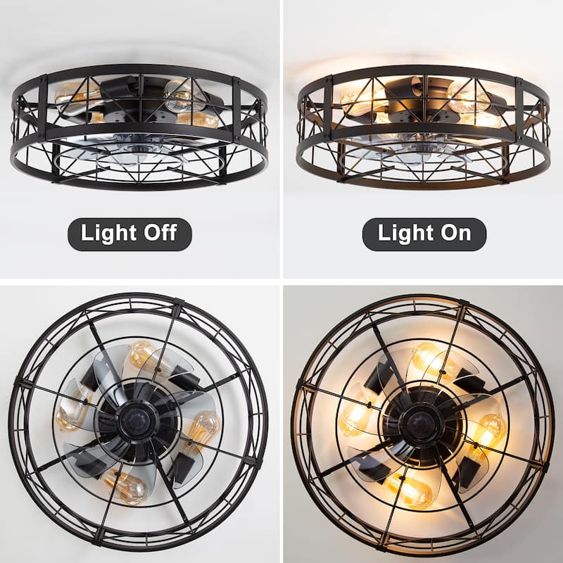 20-in Flush Mount Caged Ceiling Fan with Light Remote(7-Blade)