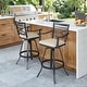 preview thumbnail 14 of 18, Outdoor Cast Aluminum Sunbrella Swivel Bar Stools Patio Bar Height Barstools with Back