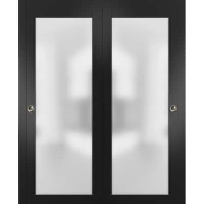 Sliding Closet Frosted Glass Bypass Doors Hardware / Planum 2102 Black Matte