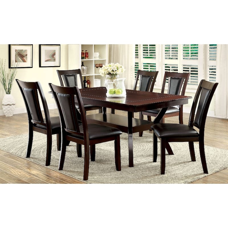 Set of 2 Side Chairs Dark Cherry and Solid wood Chair Padded Leatherette Upholstered Seat Kitchen Dining Room Furniture