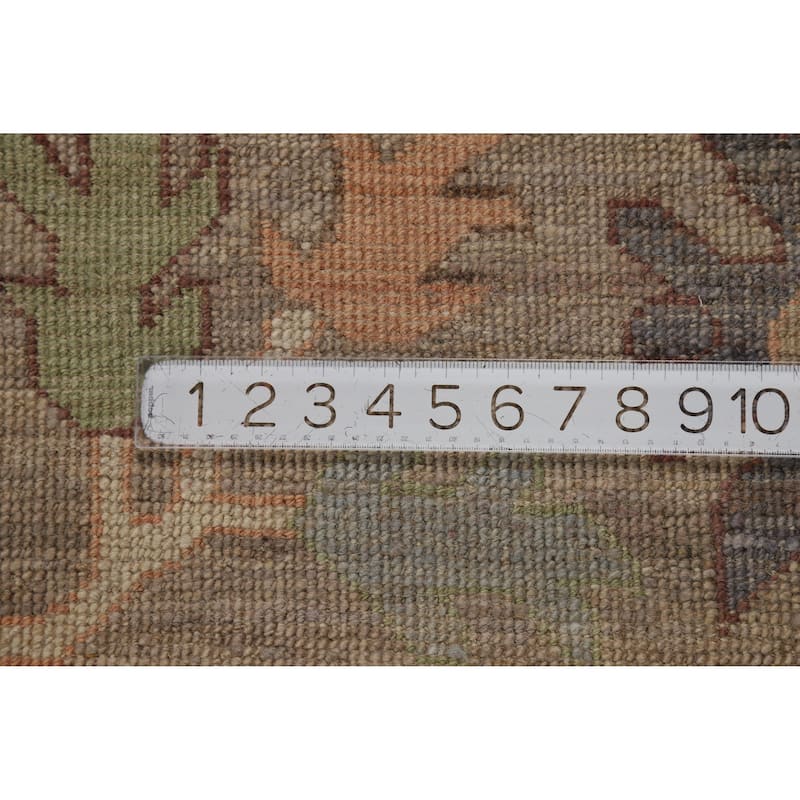 Hand Knotted Oriental 100% Wool Carpet Transitional All-Over Beige & Ivories Oushak Area Rug - 9' 10'' X 8' 2''