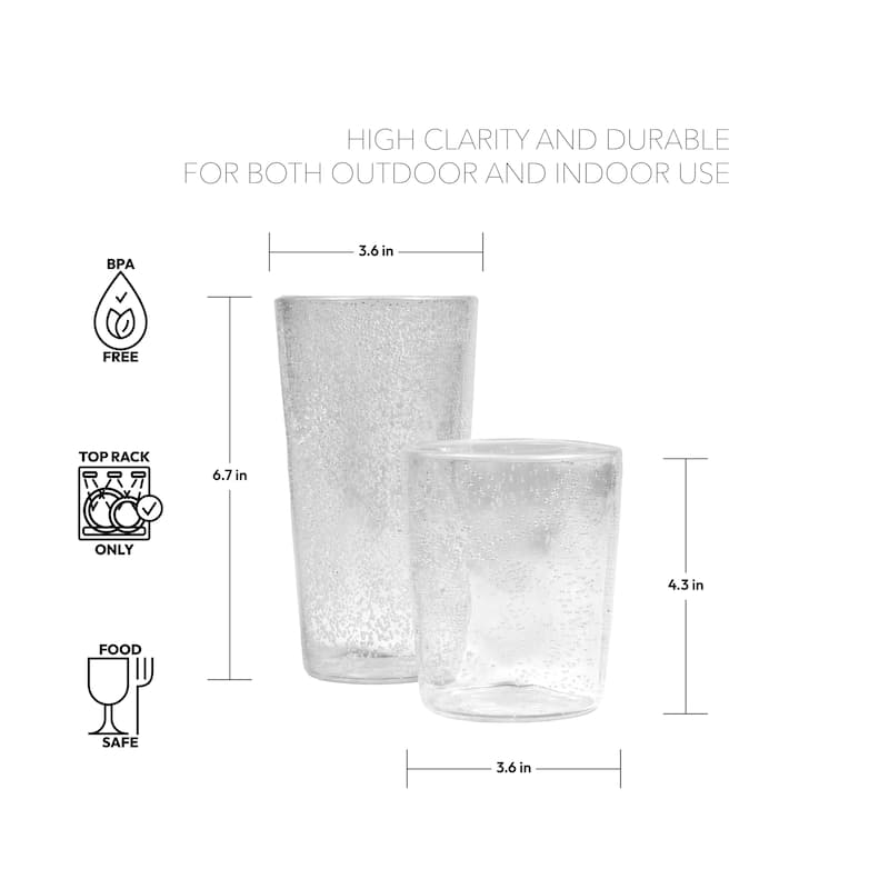 Fizz Bubbles Drinkware Set, 17 Oz & 24 Oz, Set of 8