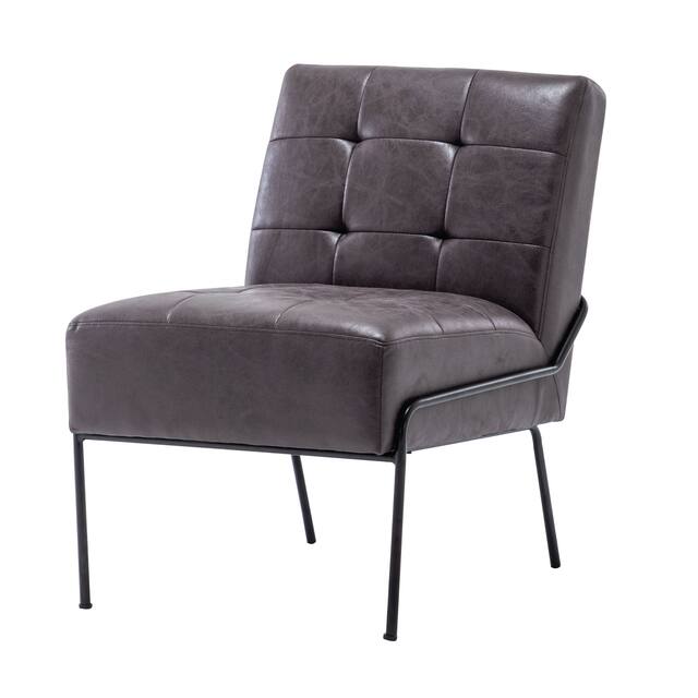 Carbon Loft Hofstetler Armless Accent Chair - Black Faux Leather Pintuck