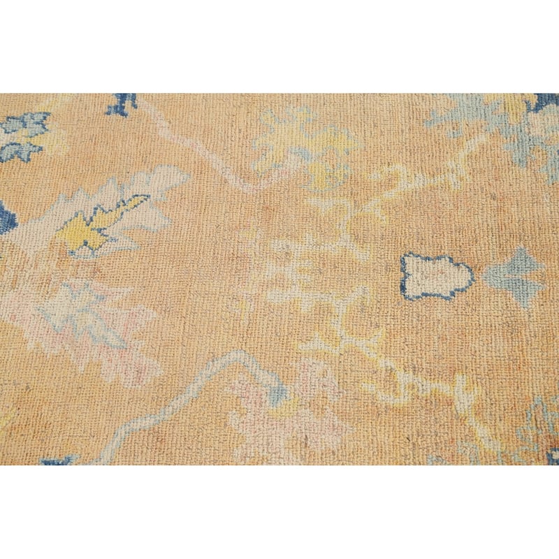 Geometric Turkish Authentic Oushak Oriental Wool Area Rug Handmade - 7'4" x 9'2"