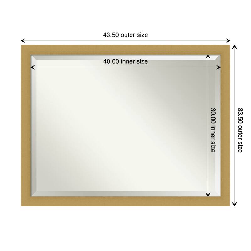 Beveled Wall Mirror - Grace Brushed Gold Frame - Grace Brushed Gold - 43.5 x 33.5-inch
