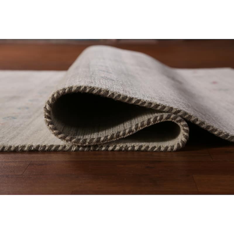 Beige Tribal Gabbeh Indian Area Rug Hand-Knotted Wool Carpet - 5'0" x 7'9"