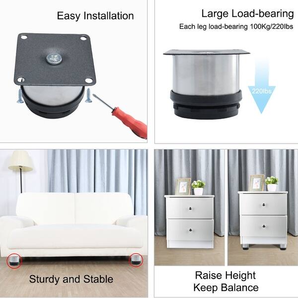 2 Stainless Steel Furniture Feet Replacement Height Adjustable 2 Set Silver Tone On Sale Overstock 28767949