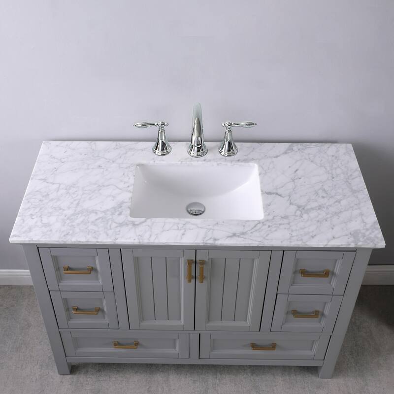 Altair Isla Single Bathroom Vanity Set and Aosta White Countertop without Mirror