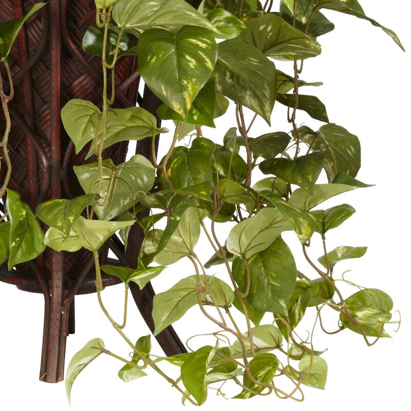 Silk Plant with Stand - Art Deco Greenery Decor - Lush Foliage Arrangement - 25"W x 36"H Indoor DÃ©cor - 3ft.