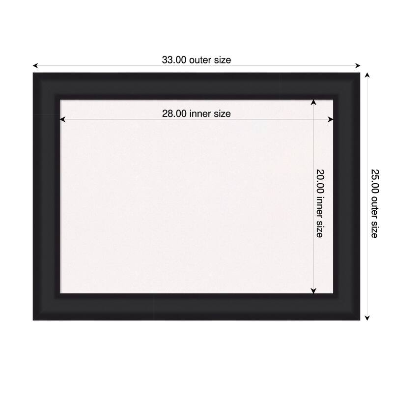 Oliver Black Wood Framed Cork Board - Bulletin Board, Organization Board, Pin Board - White - 33 x 25 in