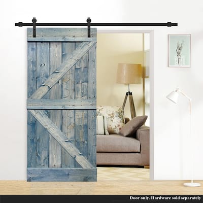 CALHOME K Series Stained Solid Pine Wood Interior Sliding Barn Door