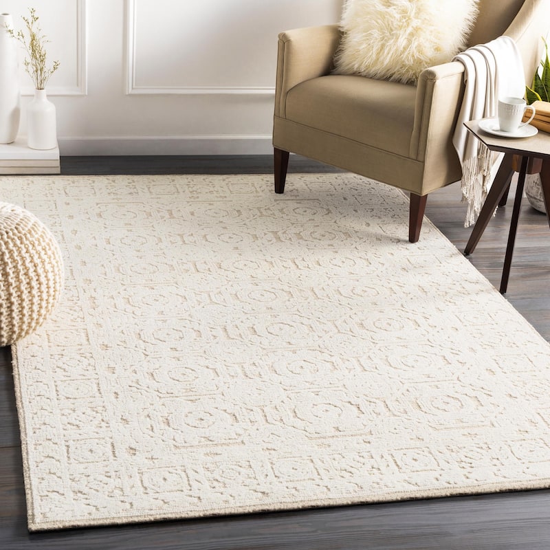 Smials Arts & Crafts Medallion Area Rug - 5' x 7' 6" - Khaki