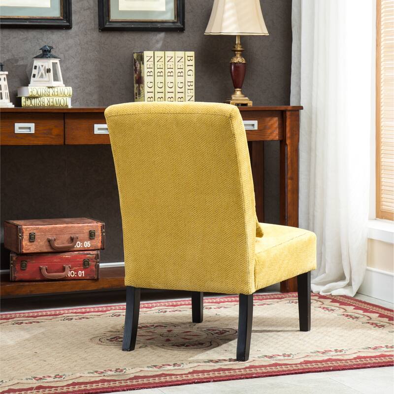 Porch & Den Vista Armless Chenille Accent Chair w/ Kidney Pillow