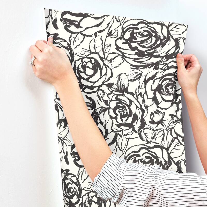 A-Street Prints Nelda Black Rose Wallpaper