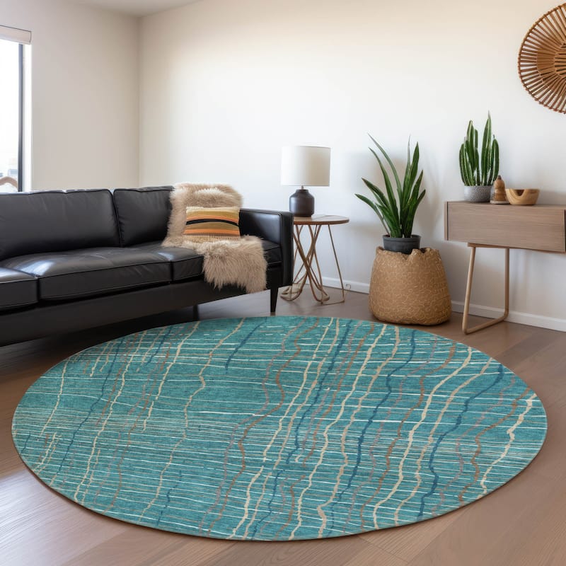 Premium Washable Super Soft Modern Gabriel Mayfield Rug - Teal - 8' x 8'