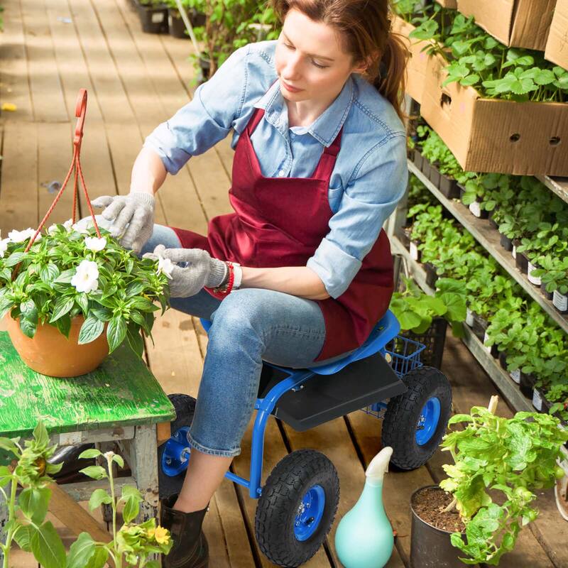 Costway Rolling Tray Gardening Planting with Work Seat Garden Cart - See Details