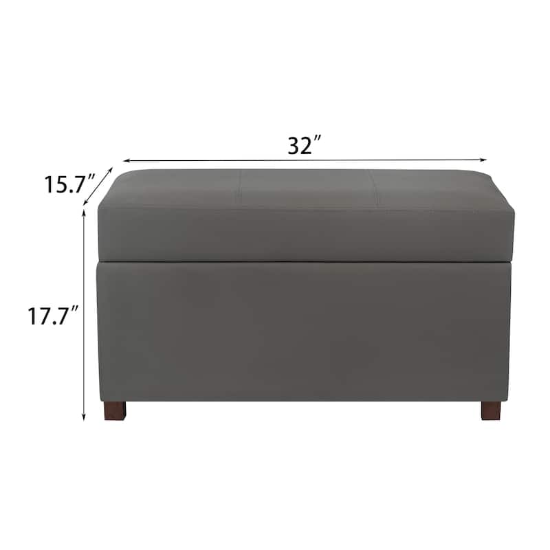 Adeco Faux Leather Storage Ottoman for Living Room
