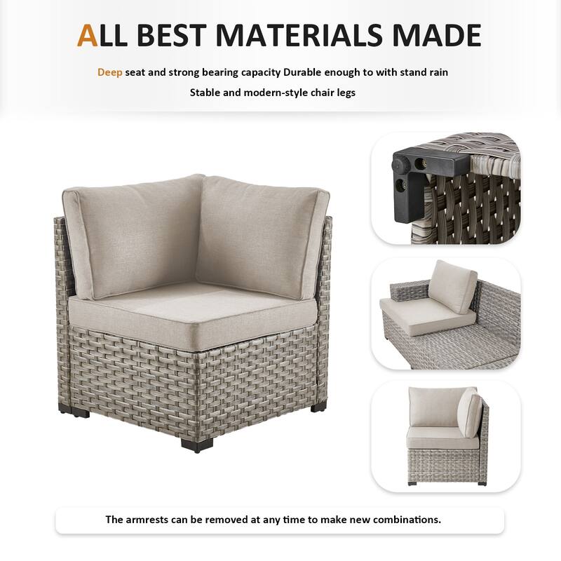 Pocassy Wicker Rattan Outdoor Sectional Sofa Patio Conversation Set