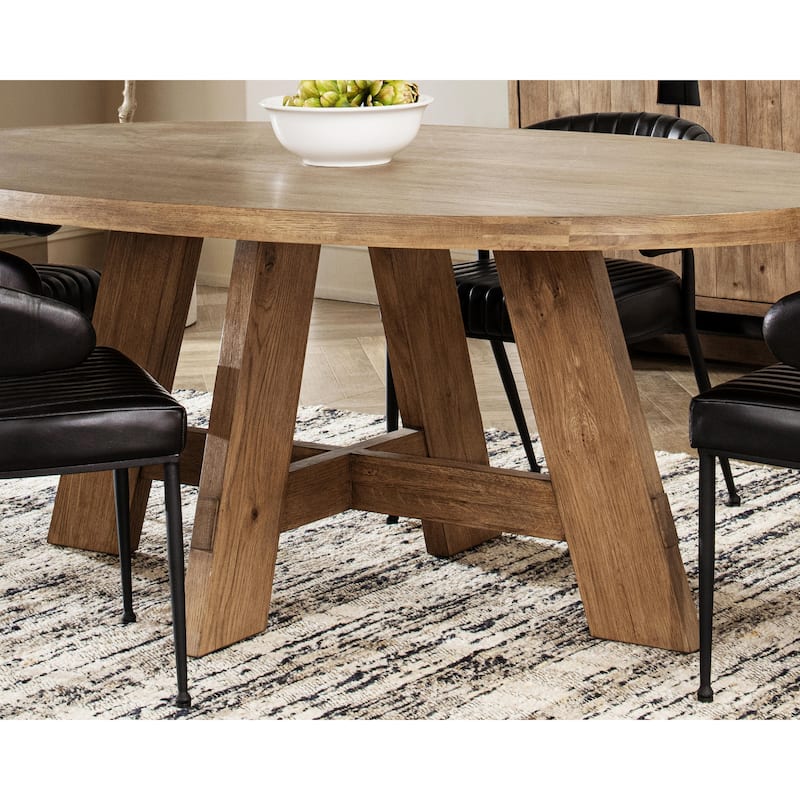 Classic Home Crescent 80" Oval Reclaimed Oak Dining Table in Natural Finish