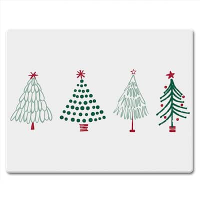 Scandi Christmas 3mm Heat Tolerant Tempered Glass Cutting Board 10” x 8” Manufactured in the USA Dishwasher Safe