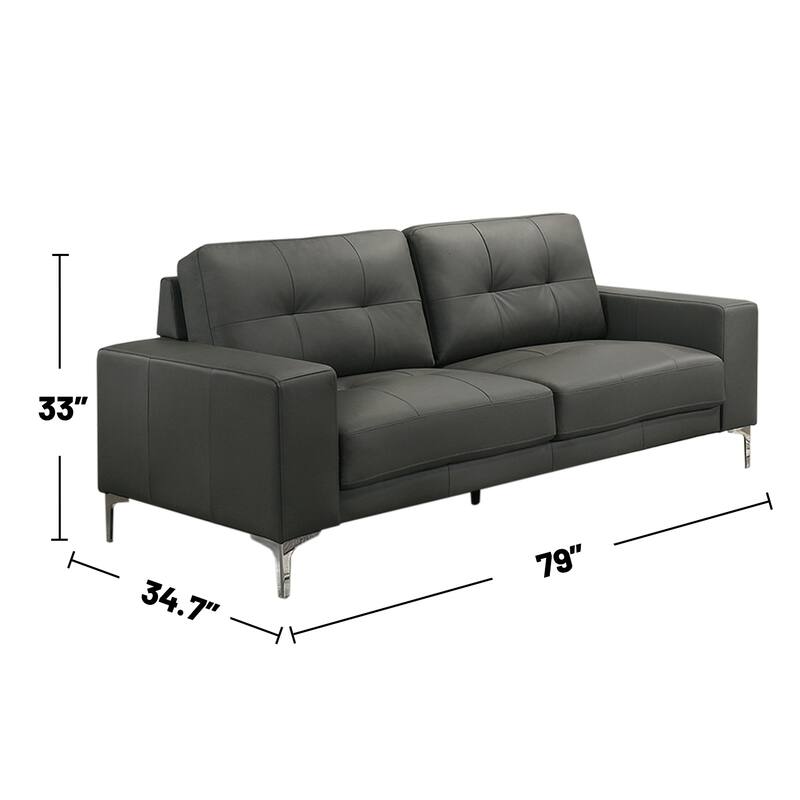 2 Piece Faux Leather Sofa Set with Tufted Seat and Back