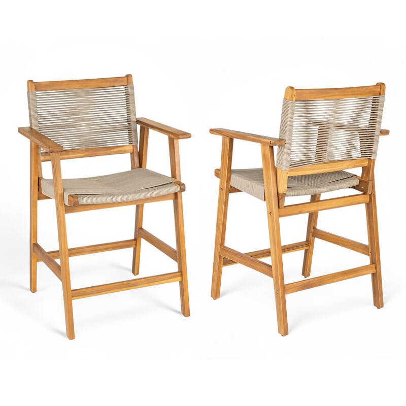 Christopher Knight Home -Samulle Patio Acacia Wood Counter Stool (Set of 2)