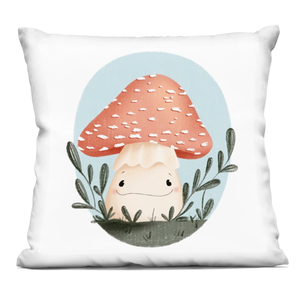 Stupell Smiling Mushroom In Nature Decorative Printed Throw Pillow Design by Sarah Hickman
