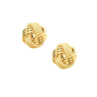 14k White Gold Polished Post Earrings Love Knot Earrings 3/8 Inch diameter Measures 9x9mm Wide Jewelry Gifts for Women 
