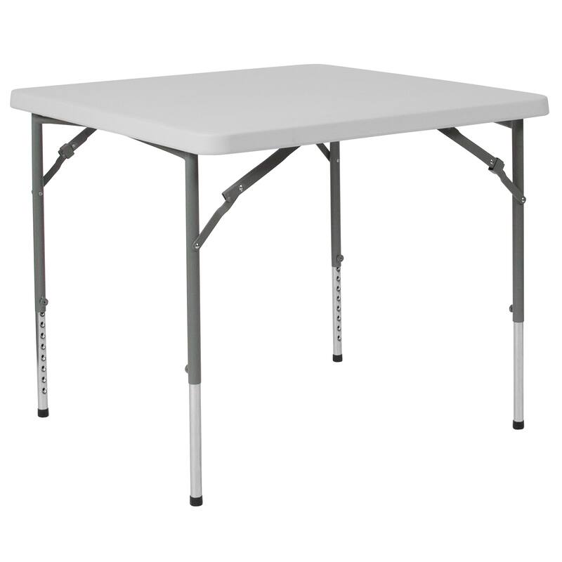 2.79Foot Square Height Adjustable Plastic Folding Table Bed Bath
