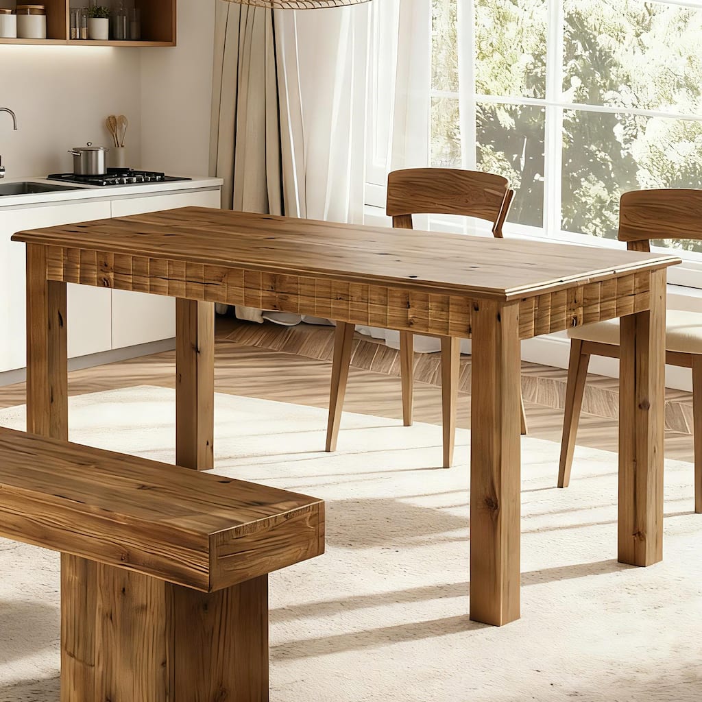 63 Inch Solid Wood Dining Table for 6 - 62.99" L x 31.5" W x 29.53" H