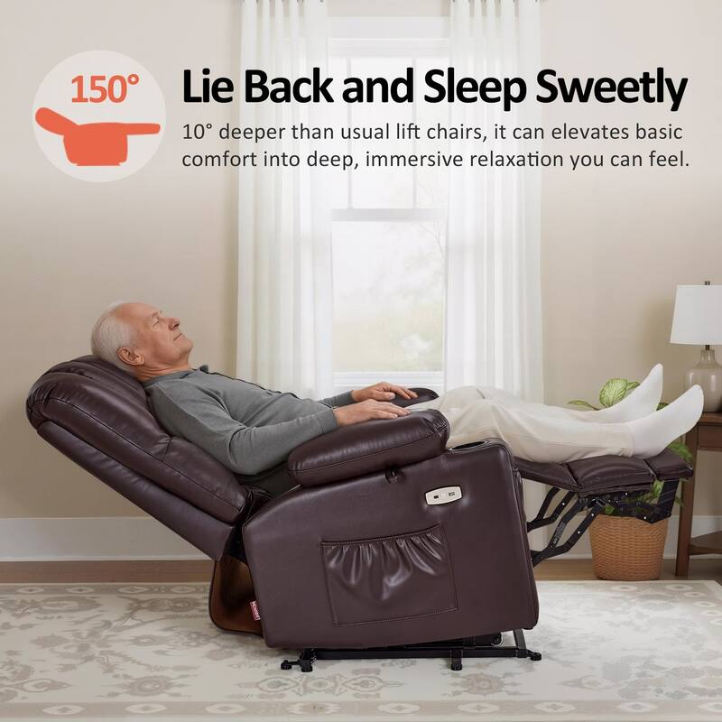 MCombo Power Lift Recliner Chair, Massage and Heat for Elderly, Extended Footrest,Cup Holders, USB Ports 7095