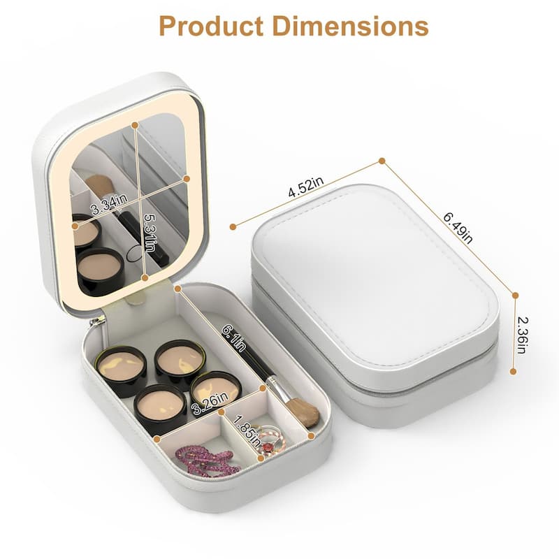 Portable Makeup Case with Rechargeable LED Mirror