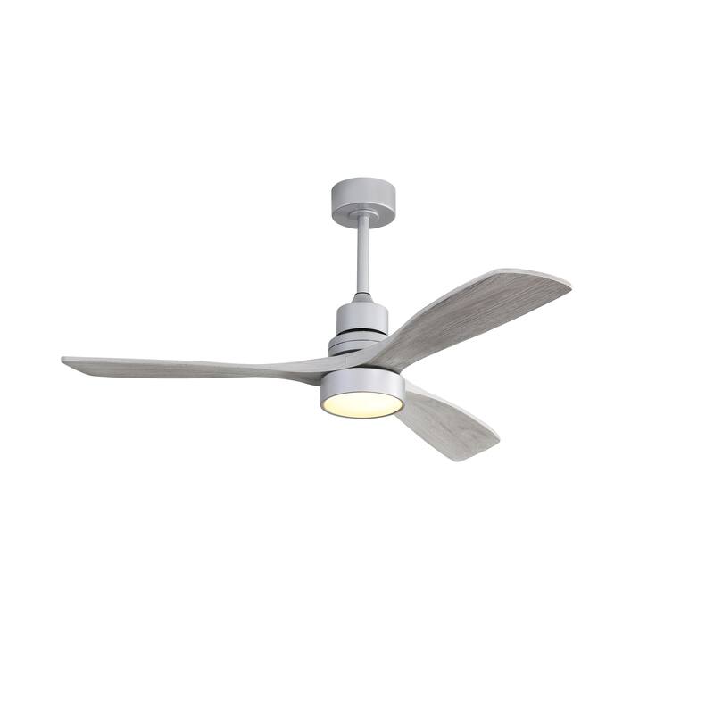 52 Inch Ceiling Fan Light With 6 Speed Remote Silver 3 Wood Blade