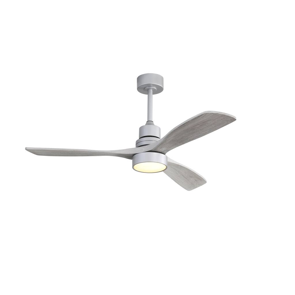 52 Inch Ceiling Fan Light With 6 Speed Remote Silver 3 Wood Blade Reversible DC Motor For Bedroom Stop Receiving WF Orders