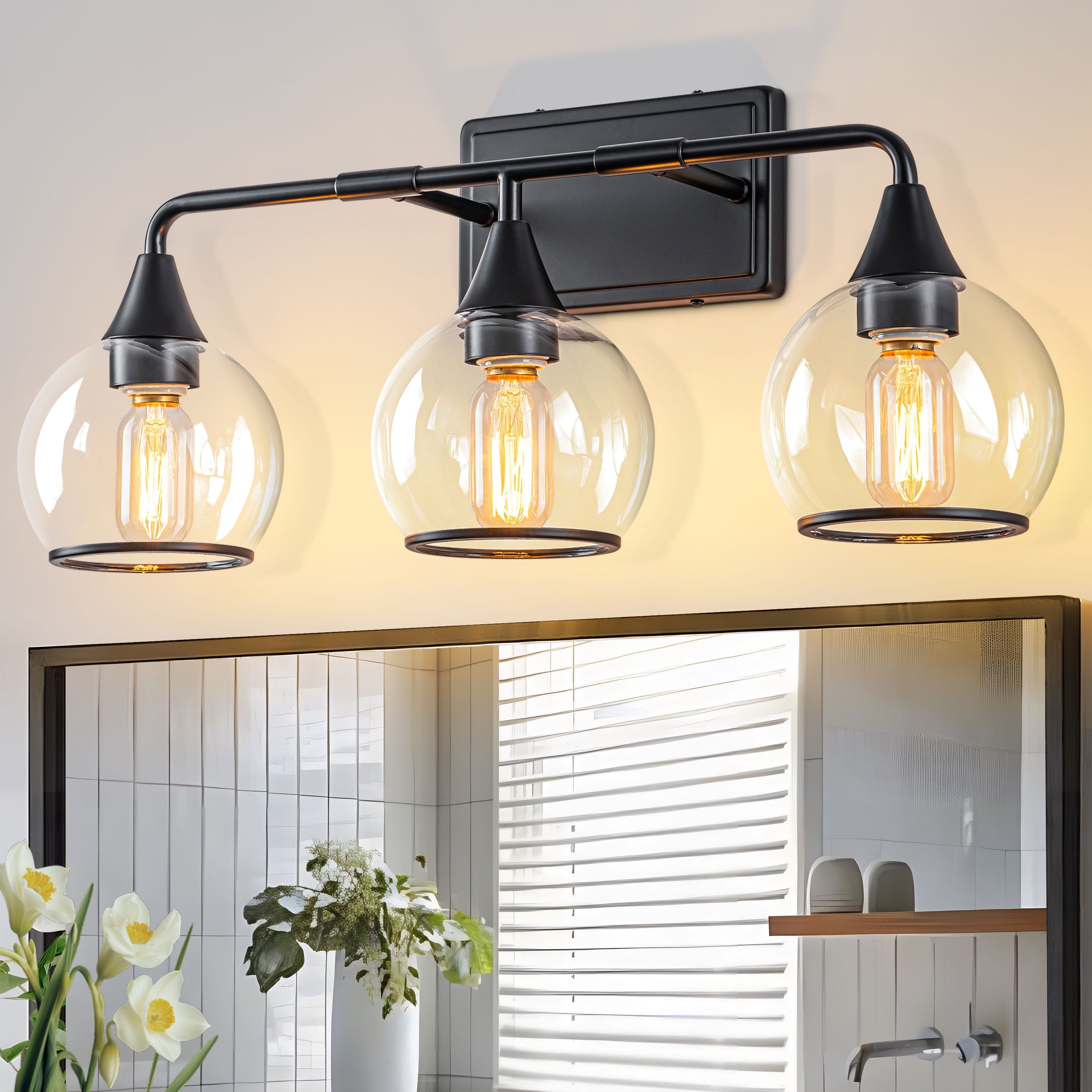 Starsky 3/4 Lights Modern Vanity Light Clear Globe Glass Shades