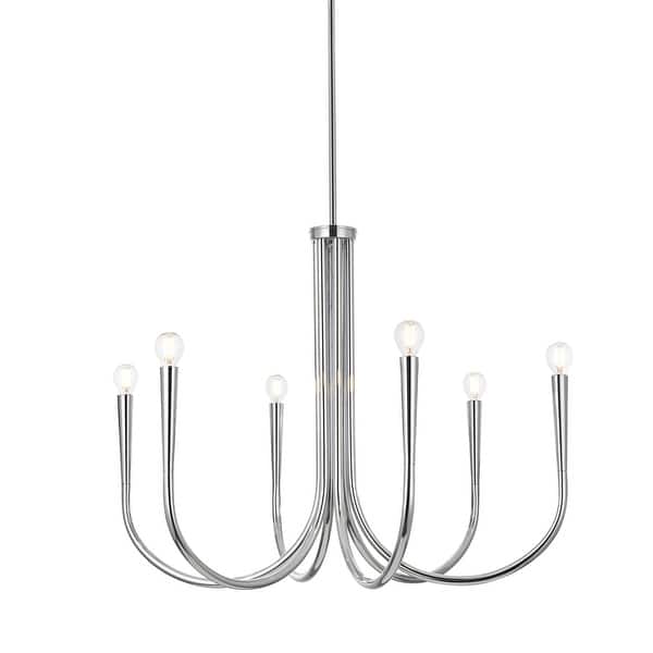 slide 2 of 11, Elegant Lighting LD722D30 Layne 6 Light 30" Wide Taper Candle Style Chrome
