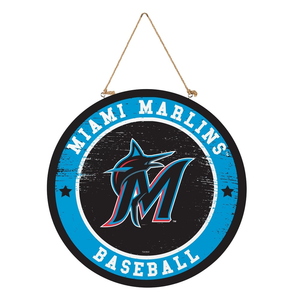 Miami Marlins Wooden Door Decor Wall Sign - Multi-Color