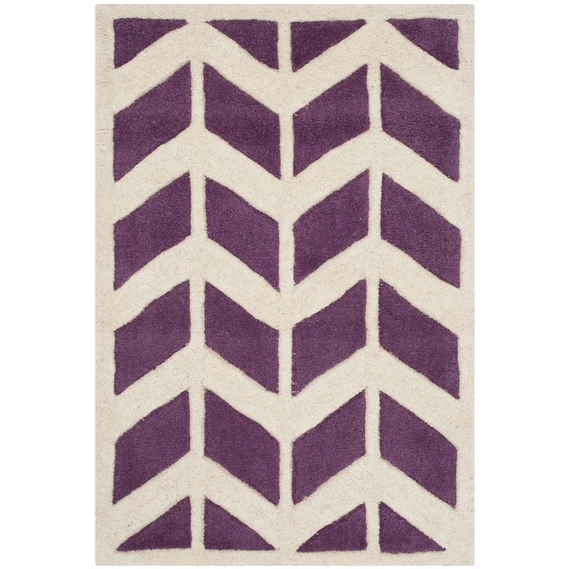 SAFAVIEH Handmade Chatham Aloyse Modern Wool Rug - 2' x 3' - Purple/Ivory