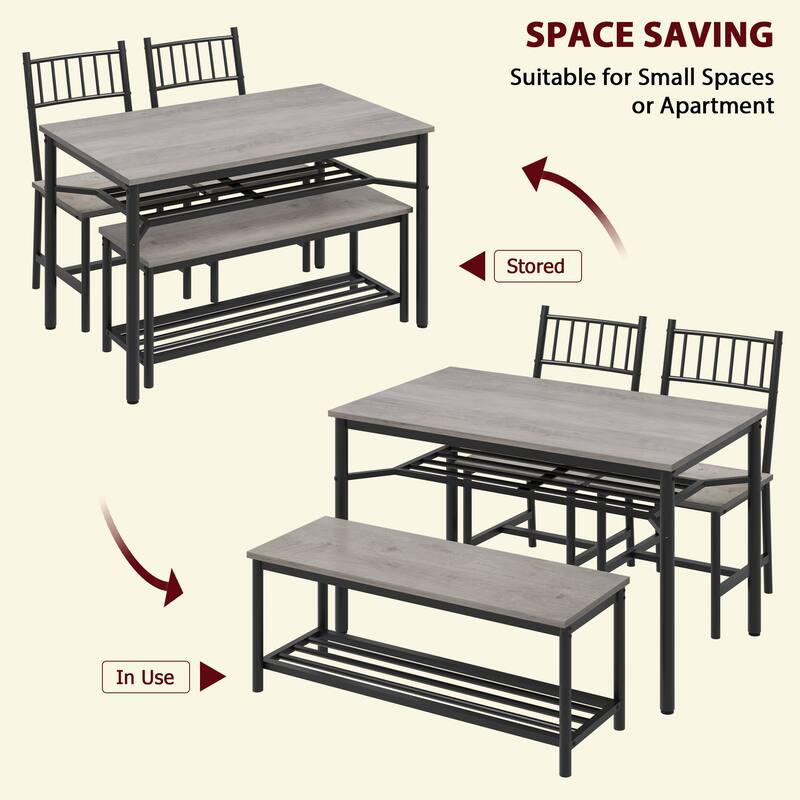Dining Table and 2 Chairs with Storage Bench