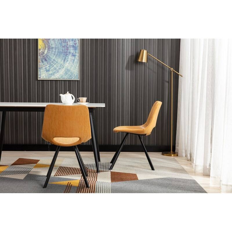Modern Faux Leather Dining Chairs with Metal Frame (Set of 2) - 20'' H x 14.5'' W x 20'' D