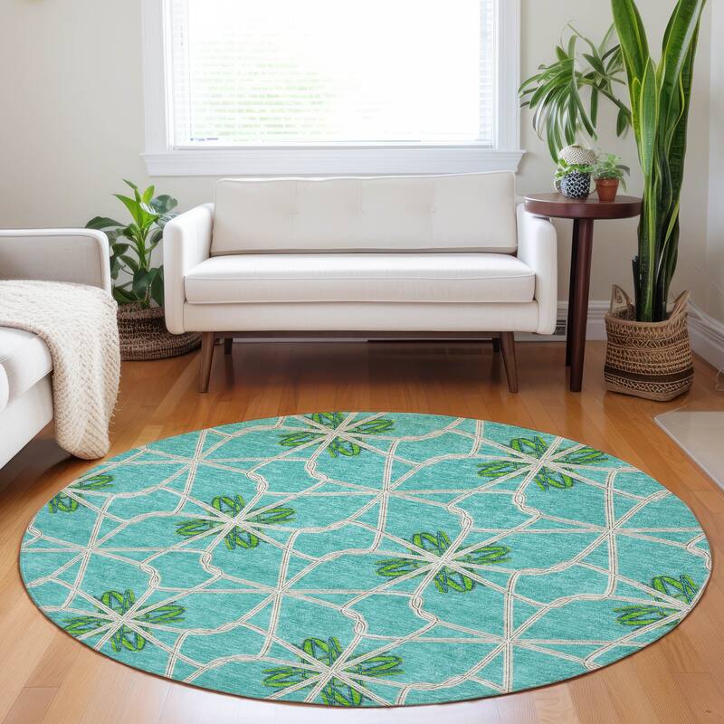 Machine Washable Indoor/ Outdoor Chantille Contempoary Whimsy Rug