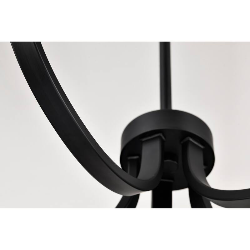Solara 5 Light Chandelier Matte Black Finish Frosted Ribbed Glass - Matte Black