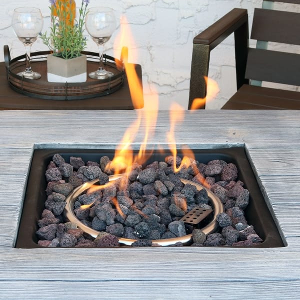 Sunnydaze Square Outdoor Propane Gas Fire Pit Table W Cover Lava Rocks 30 Overstock 18826425