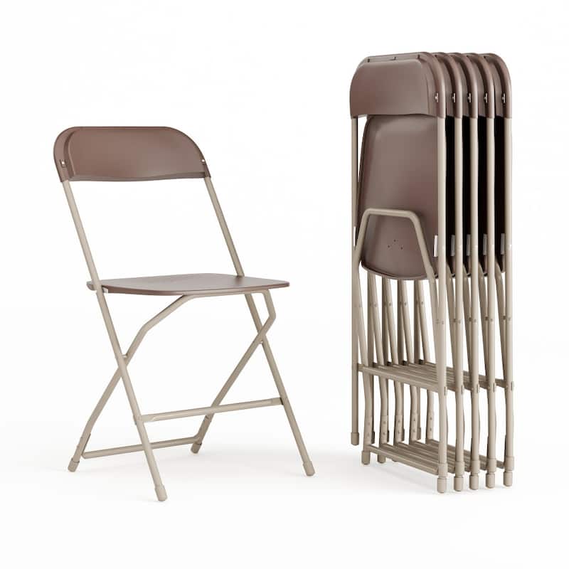 Plastic Folding Chair - 6 Pack 650LB Weight Capacity - Event Chair - 17.5"W x 18"D x 31.5"H - Brown