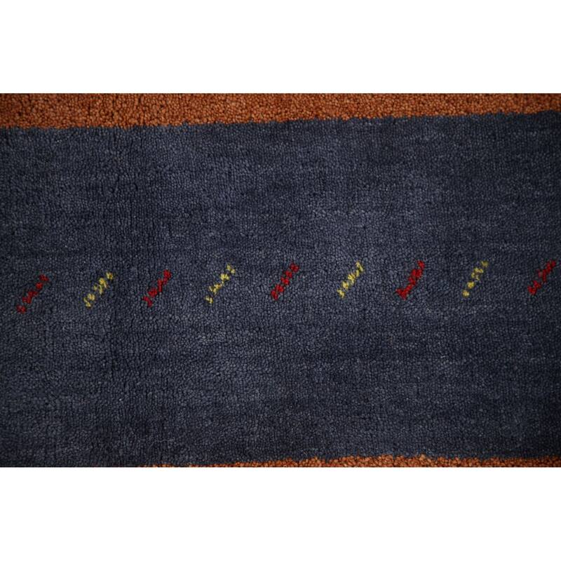 Multi-Color Striped Gabbeh Indian Area Rug Handmade Tribal Wool Carpet - 8'4"x 9'5"